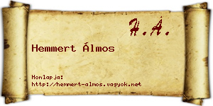Hemmert Álmos névjegykártya